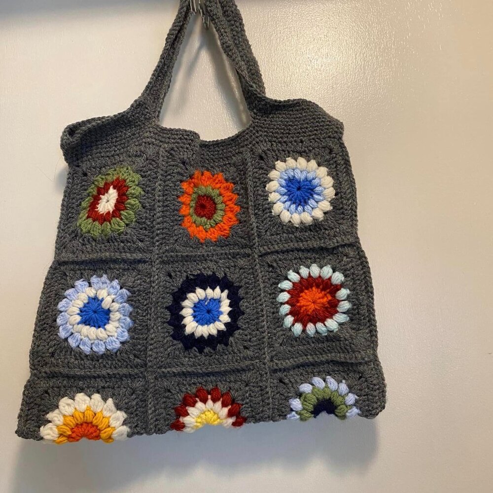 Floral Crochet Shoulder Handbag Purse
